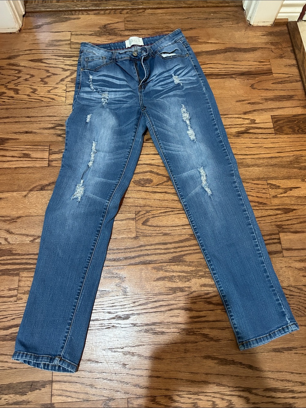 L&B Women’s Distressed Blue Straight Leg Jeans